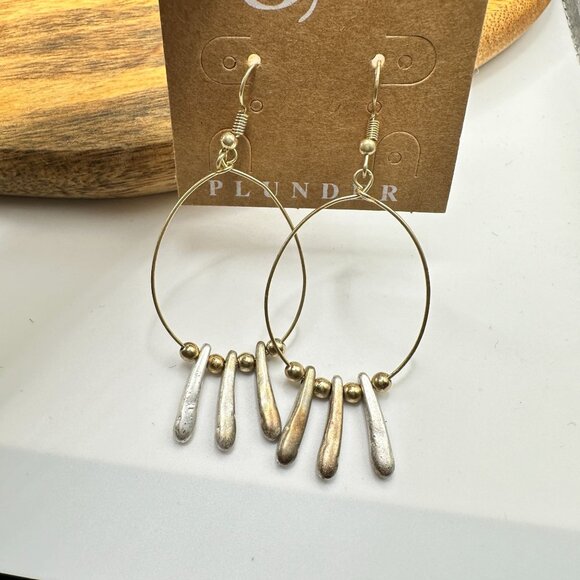 Plunder Design Jade Earrings: Hoop Style With Dangling Charms Lightweight NIB - Picture 4 of 5